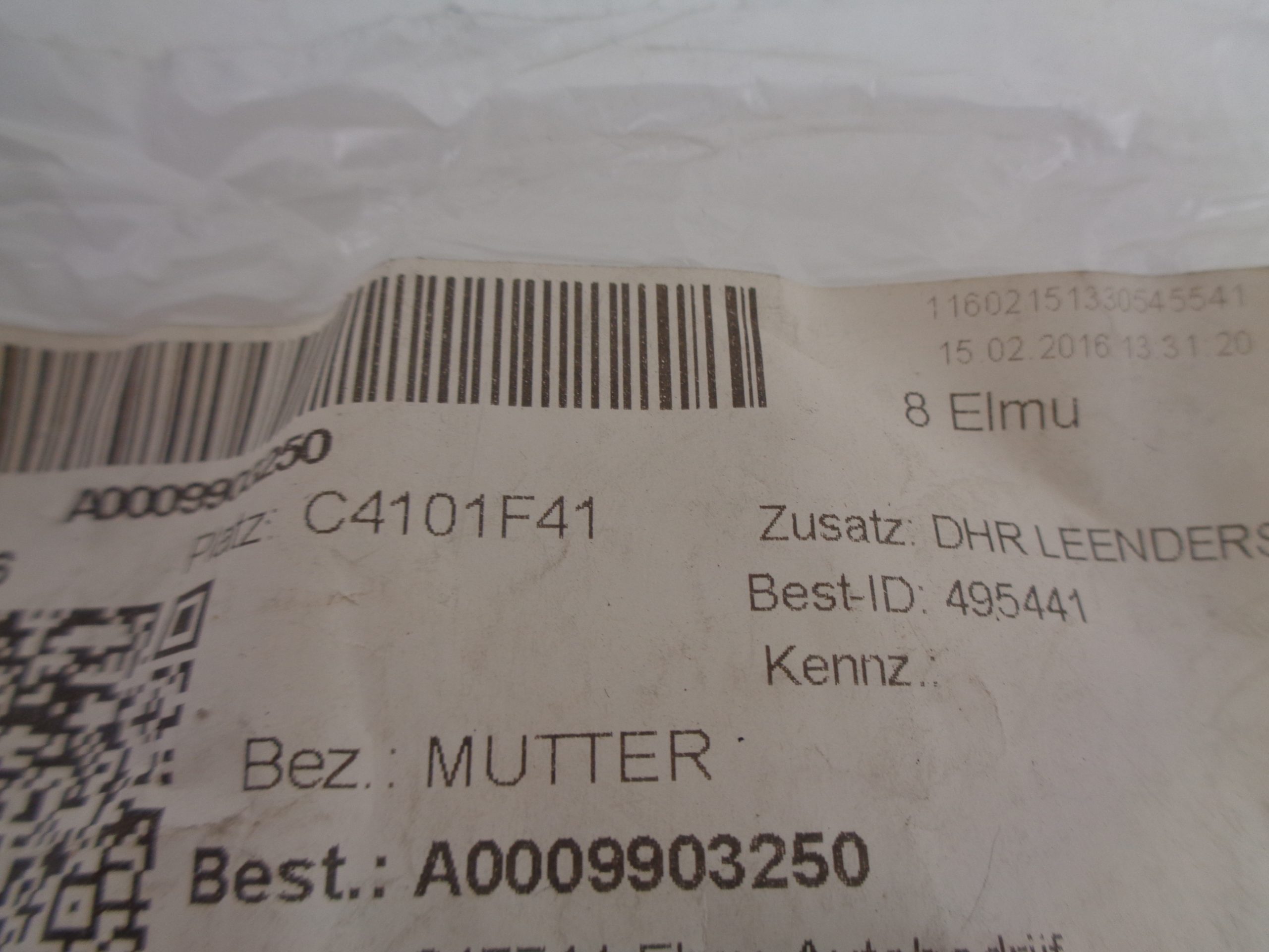 A0009903250 KOPEREN UITLAATMOER NEW OLD STOCK ORIGINEEL MERCEDES-BENZ - Afbeelding 2