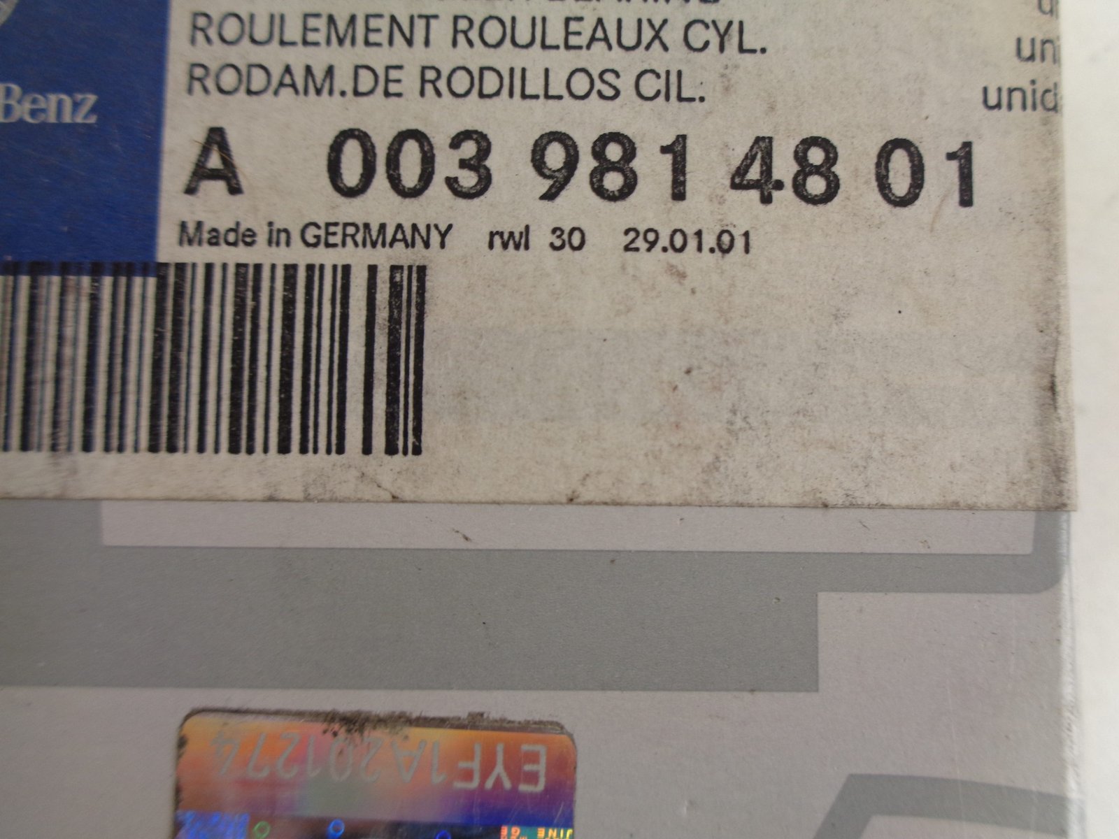 A0039814801 LAGER NEW OLD STOCK ORIGINEEL MERCEDES-BENZ - Afbeelding 2