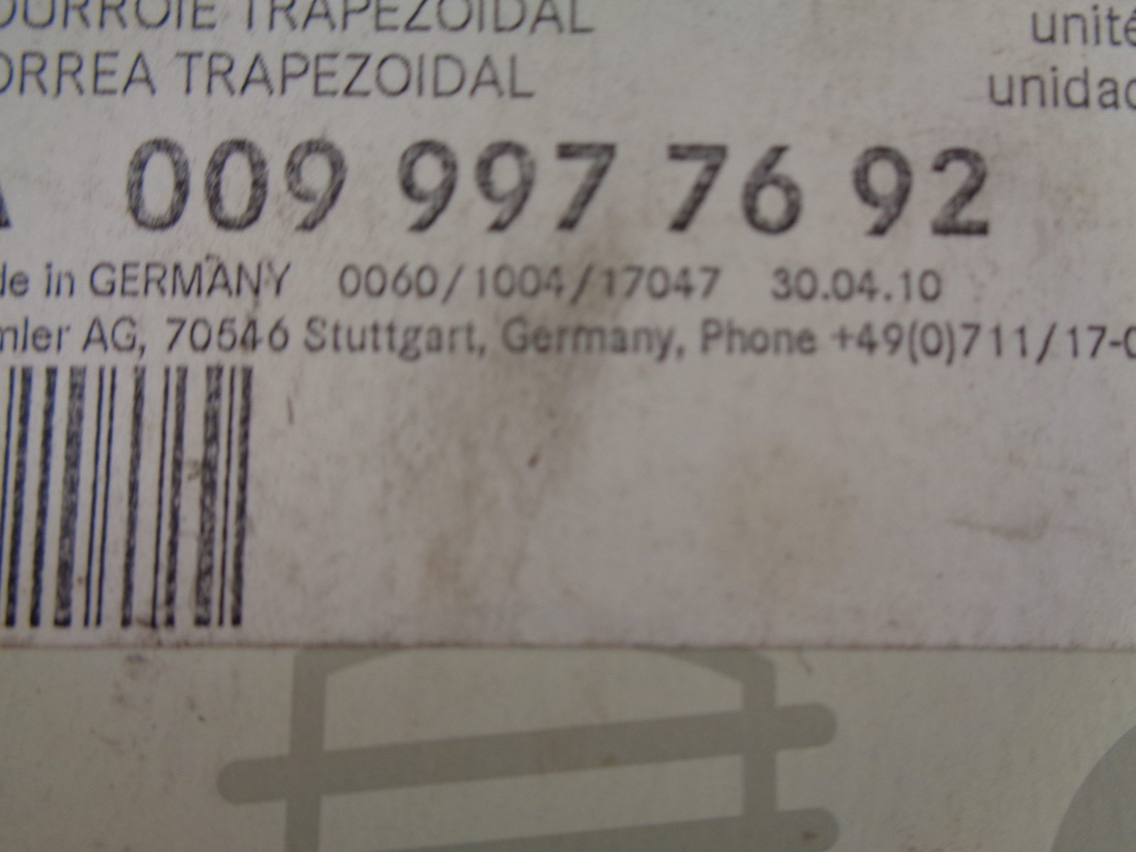 A0099977692 V-RIEM SET13X1300 NEW OLD STOCK ORIGINEEL MERCEDES-BENZ - Afbeelding 2