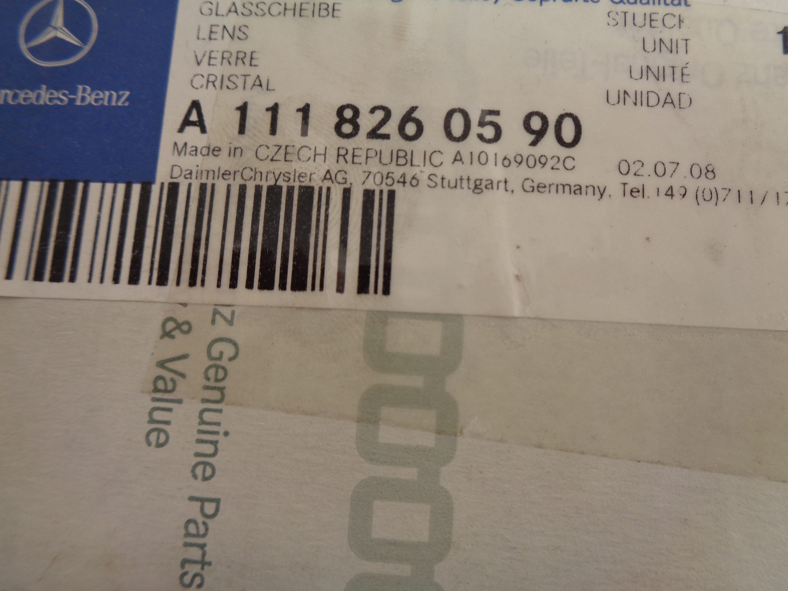 A1118260590 W111 LAMPGLAS LINKS NEW OLD STOCK ORIGINEEL MERCEDES-BENZ - Afbeelding 2