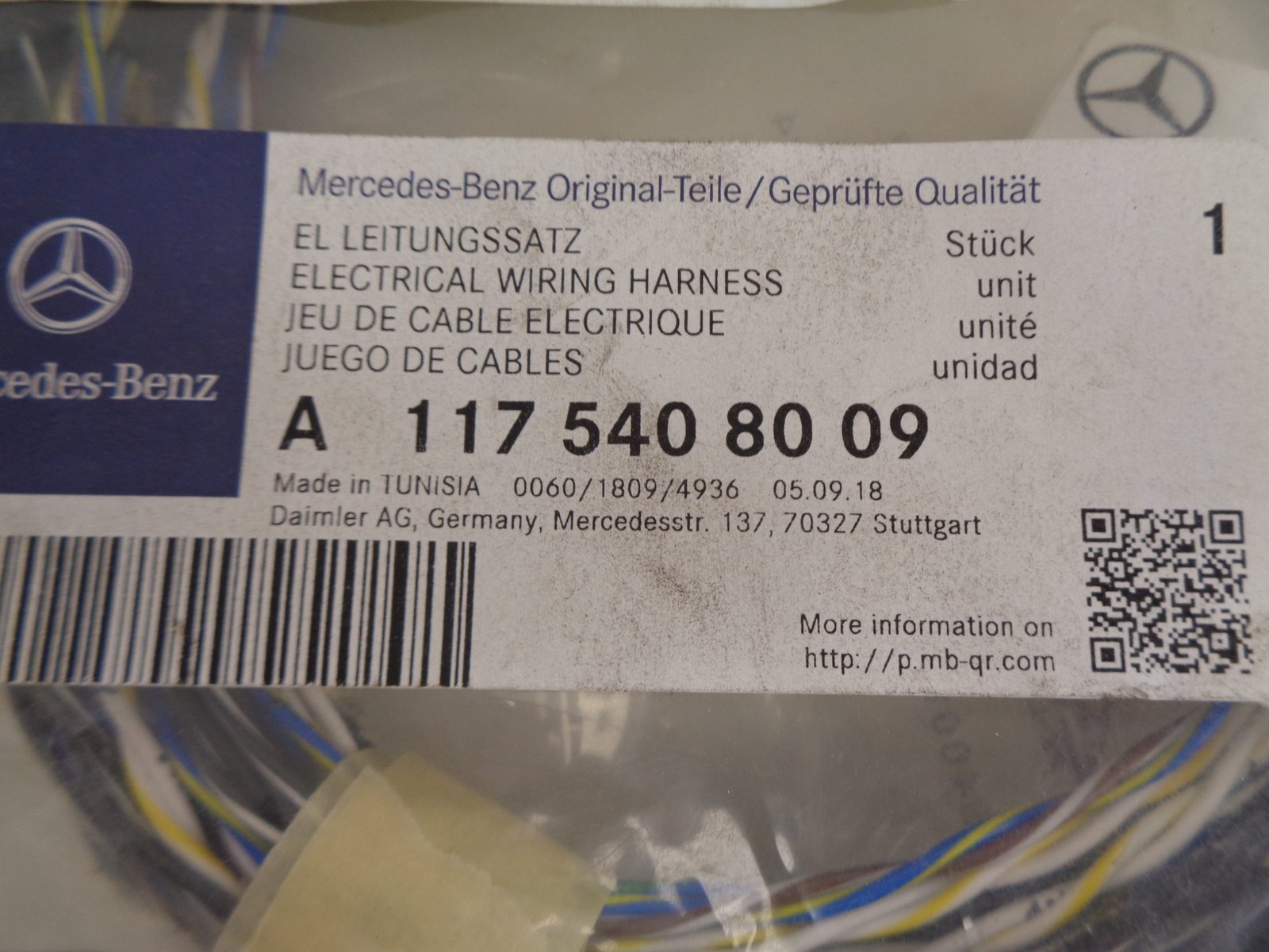 A1175408009 CLA-KLASSE W176 KABELBOOM NEW OLD STOCK ORIGINEEL MERCEDES-BENZ - Afbeelding 2