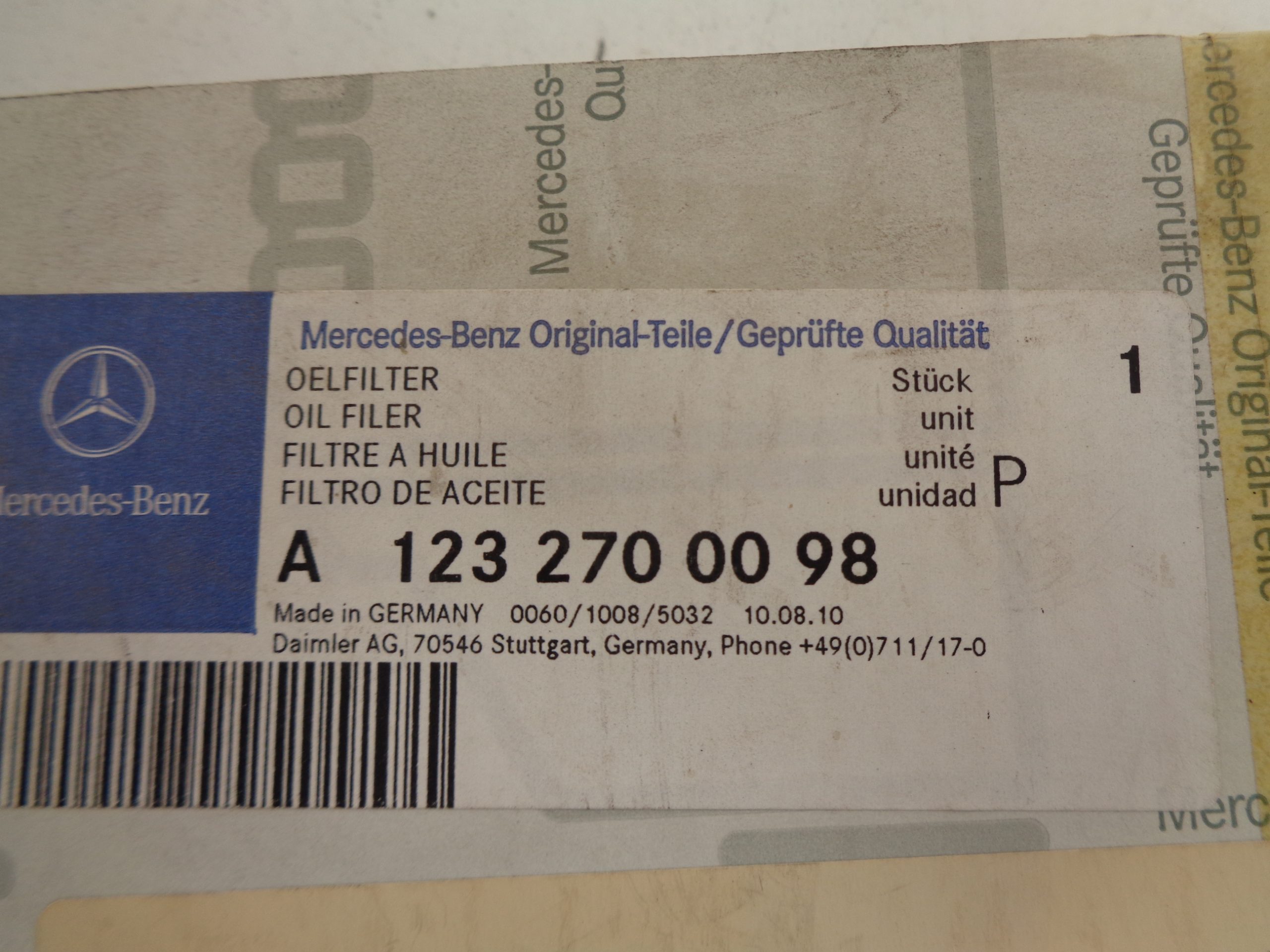 A1232700098 W123 AUTOMAATFILTER SET NEW OLD STOCK ORIGINEEL MERCEDES-BENZ - Afbeelding 2