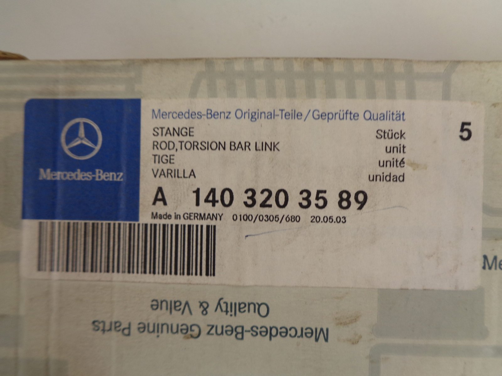 A1403203589 S-KLASSE W140 STANG STABI. ACHTER NEW OLD STOCK ORIGINEEL MERCEDES-BENZ - Afbeelding 2