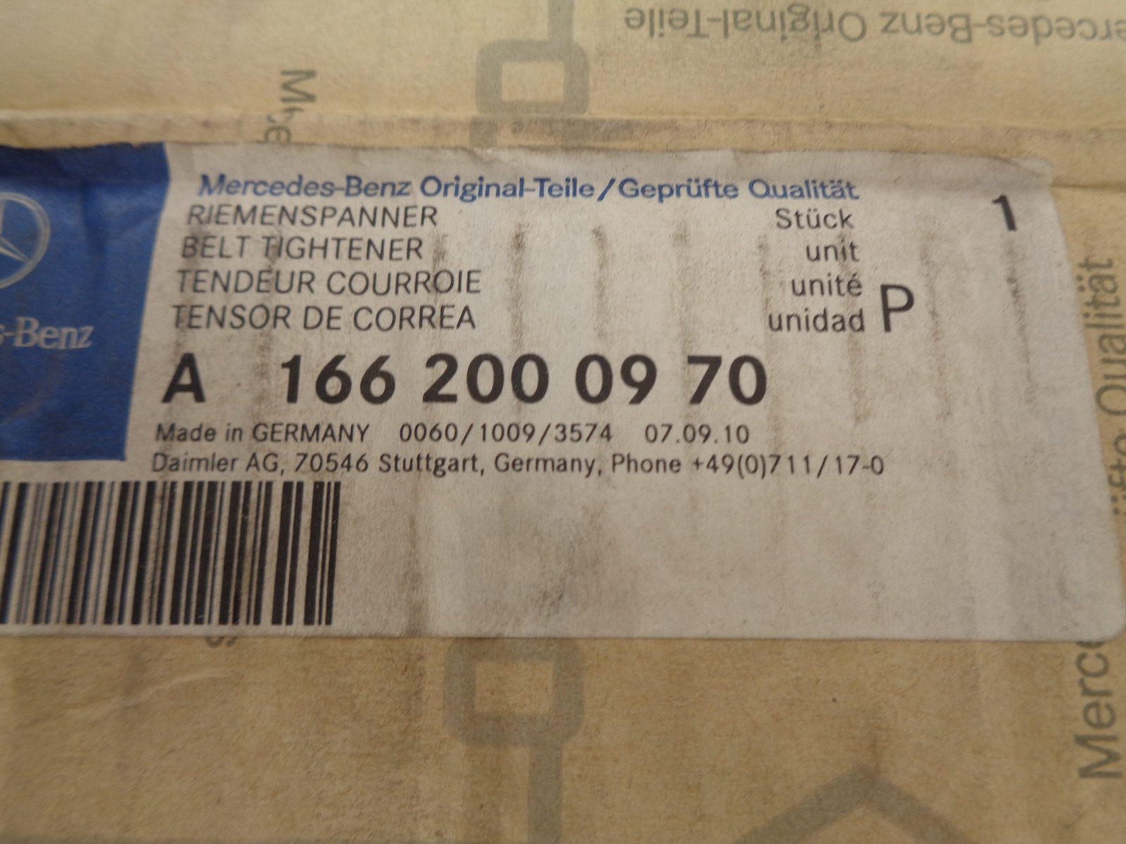 A1662000970 A-KLASSE W168 RIEMSPANNER NEW OLD STOCK ORIGINEEL MERCEDES-BENZ - Afbeelding 2