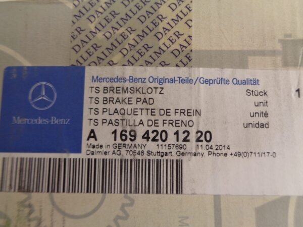 A1694201220 A-KLASSE W169 REMBLOKKEN VOOR NEW OLD STOCK ORIGINEEL MERCEDES-BENZ - Afbeelding 2