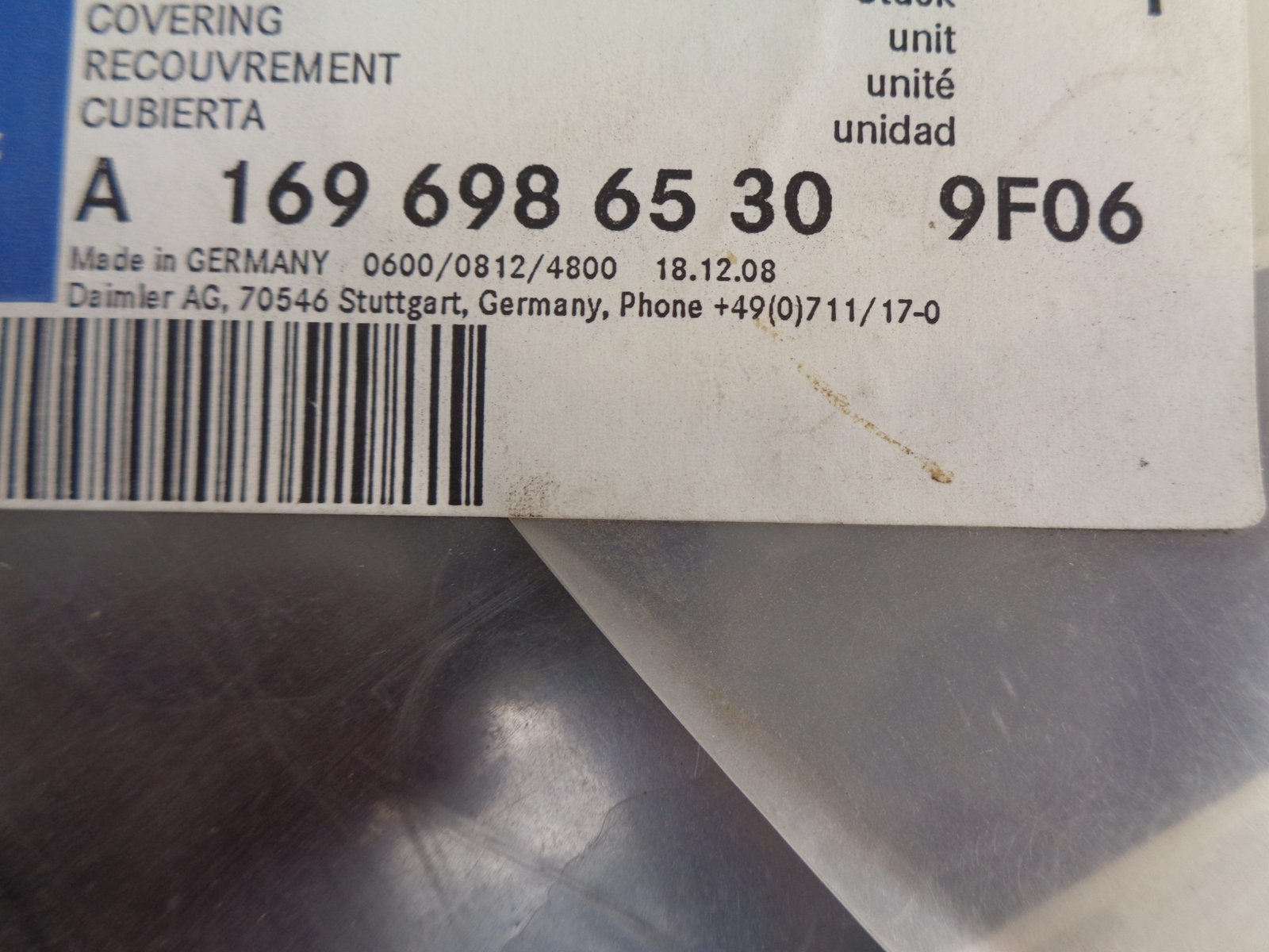A1696986530 9F06 B-KLASSE W245 STICKER VOORPORTIER NEW OLD STOCK ORIGINEEL MERCEDES-BENZ - Afbeelding 2
