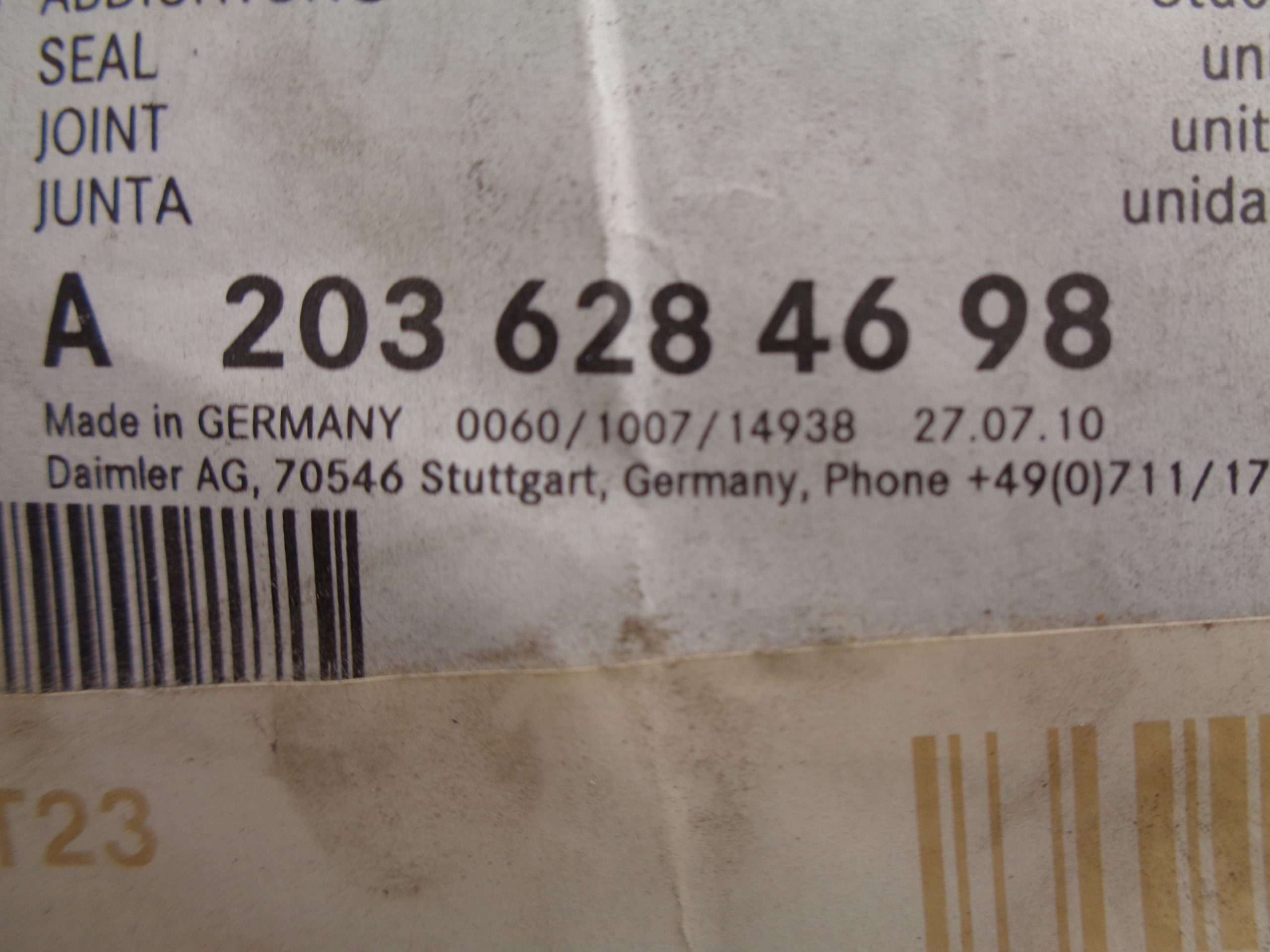 A2036284698 C-KLASSE W203AFDICHTING NEW OLD STOCK ORIGINEEL MERCEDES-BENZ - Afbeelding 2