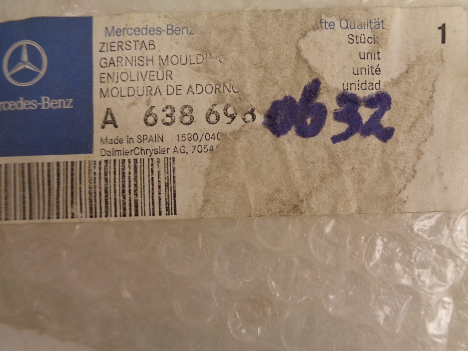 A6386980632 VITO W638 SIERSTRIP RA NEW OLD STOCK ORIGINEEL MERCEDES-BENZ - Afbeelding 2
