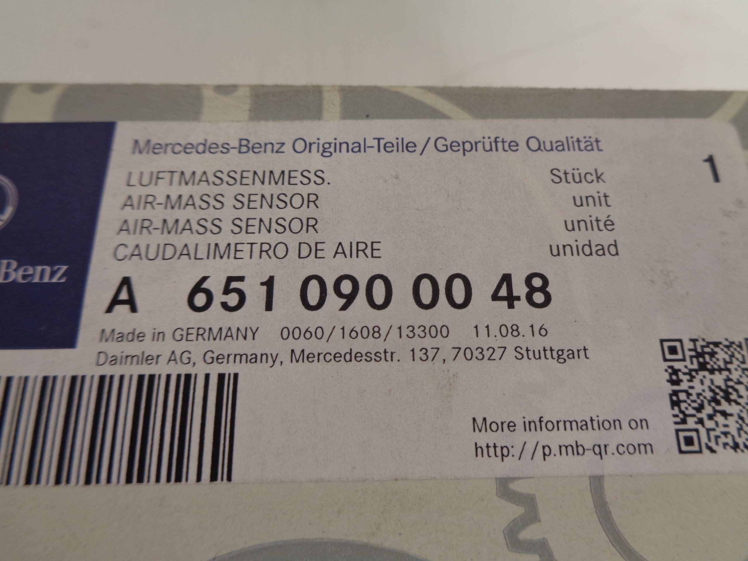 Original Mercedes-Benz Ansaugrohr Luftschlauch Rohr OM651 A6510900000