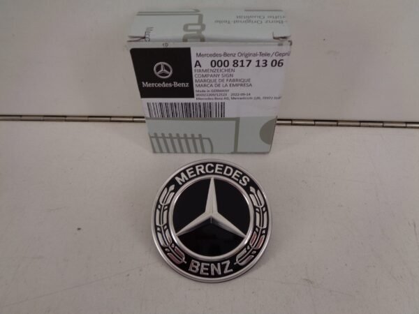 E-KLASSE W213 AMG LOGO MOTORKAP ZWART A0008171306
