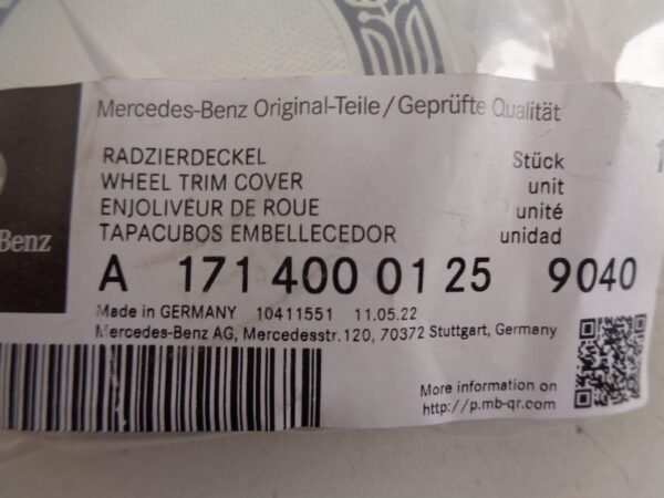 MERCEDES NAAFDOPSET BLACK GLOSS 4X A1714000125 9040 ORIGINEEL - Afbeelding 3