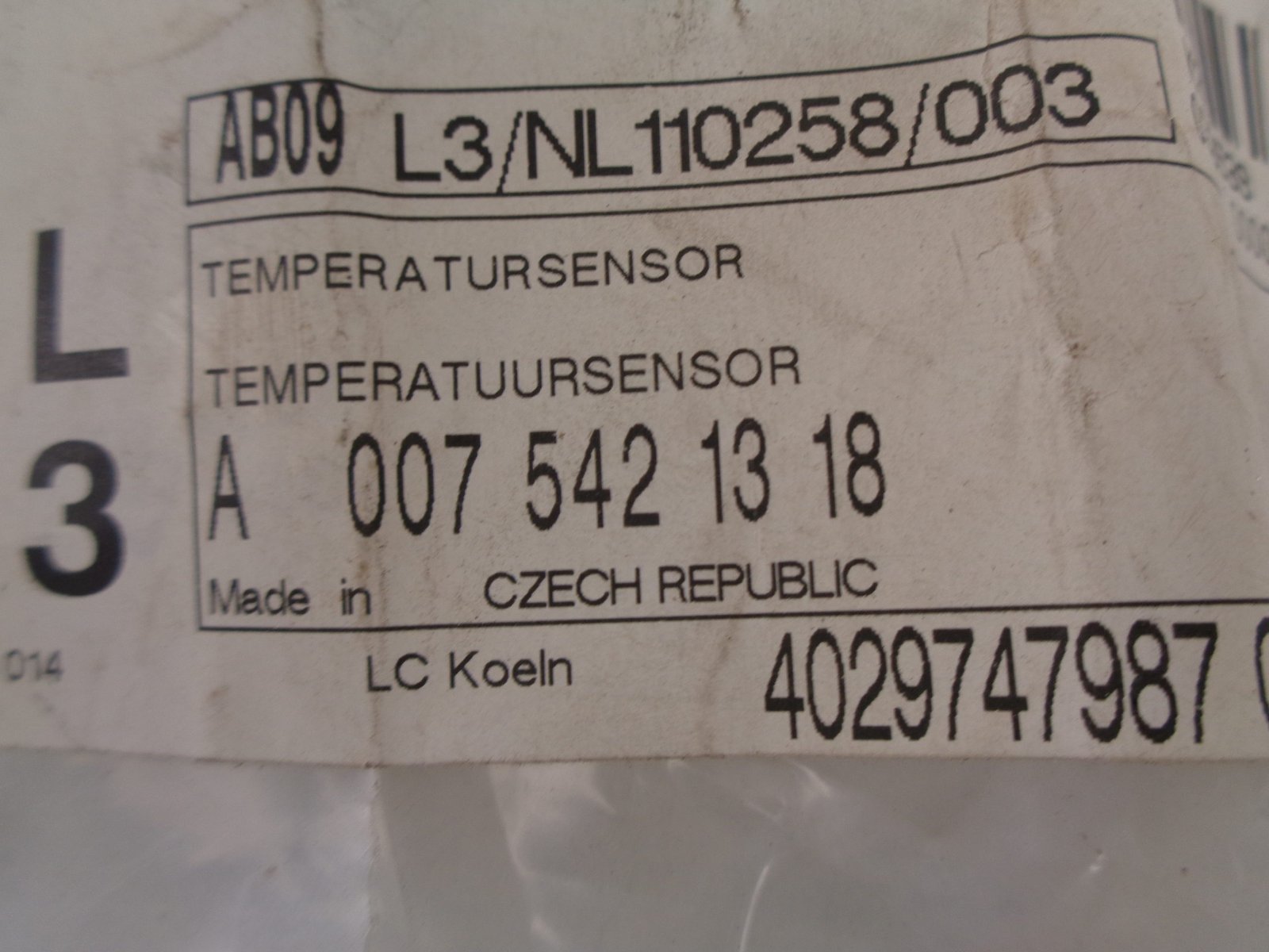A0075421318 BUITENTEMPERATUURSENSOR NEW OLD STOCK ORIGINEEL MERCEDES-BENZ - Afbeelding 2