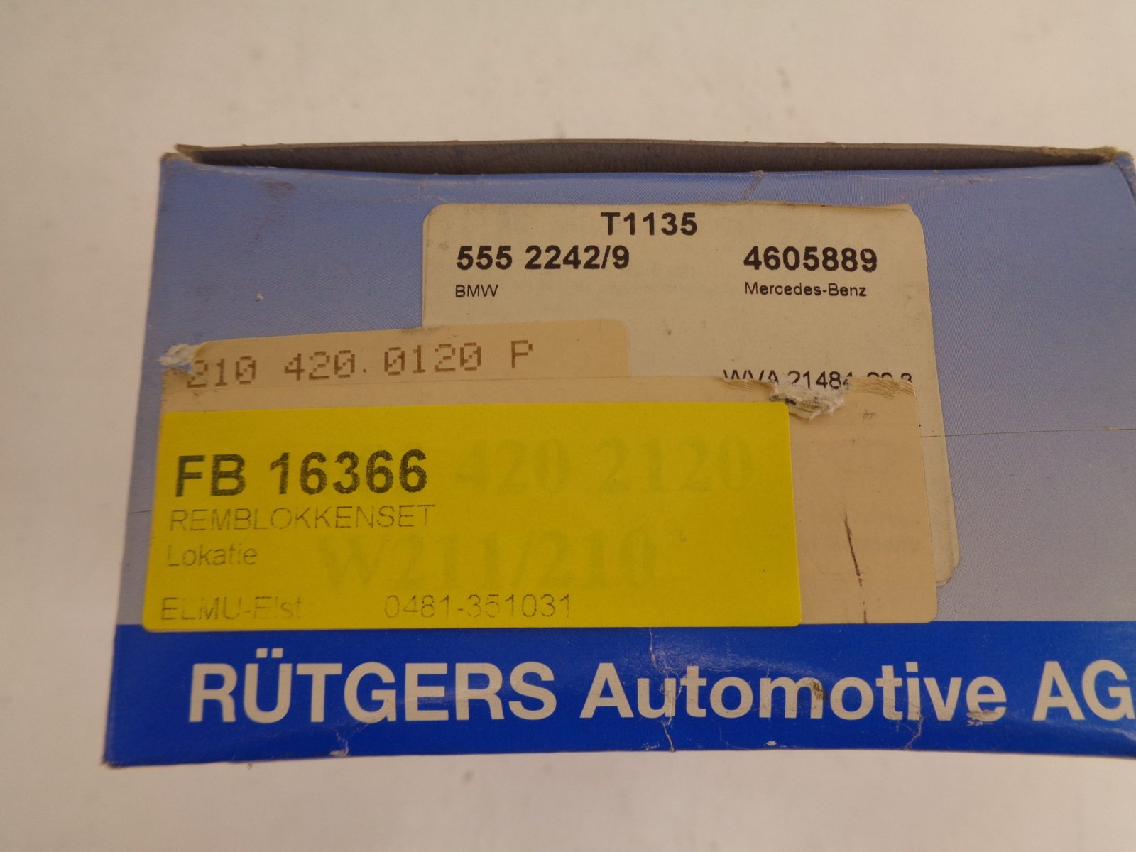 A0034202120 T1135 E-KLASSE W210 E430 REMBLOKSET VOOR NEW OLD STOCK PAGID - Afbeelding 2