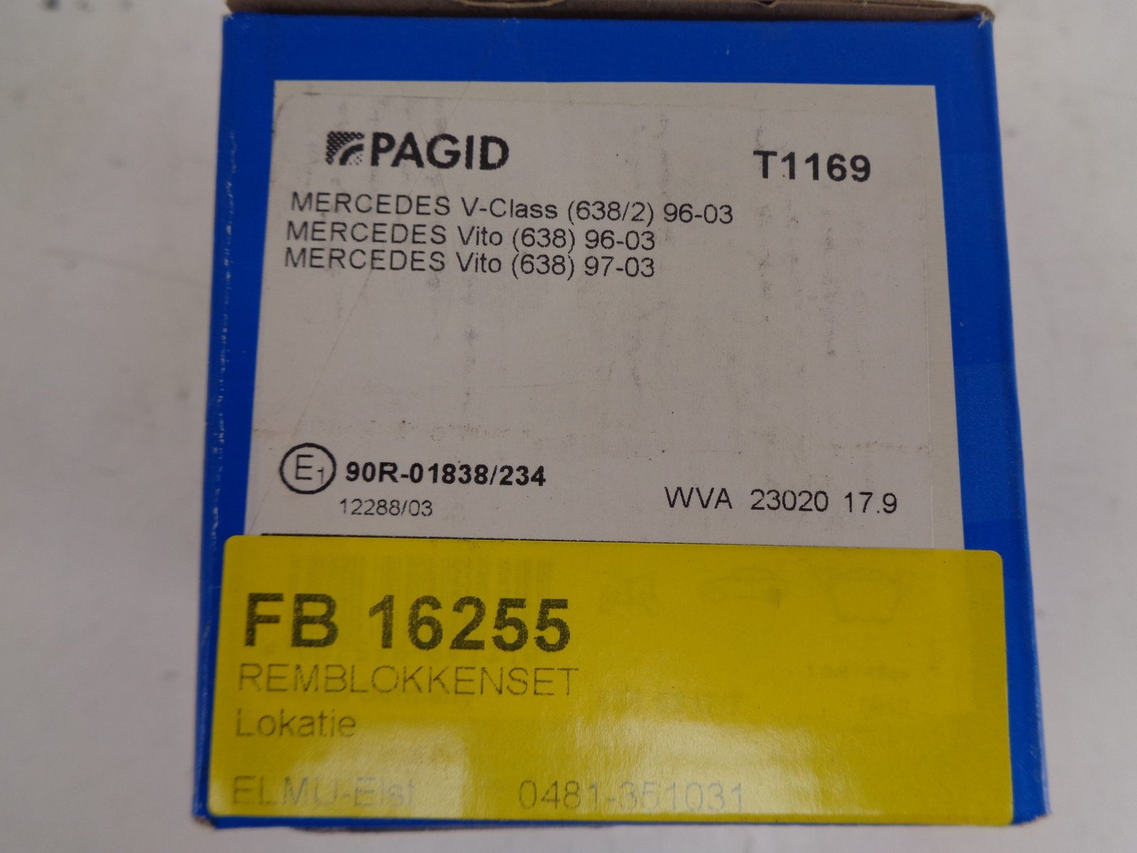 A0004214210 T1169 VITO W638 REMBLOKSET ACHTER NEW OLD STOCK PAGID - Afbeelding 2