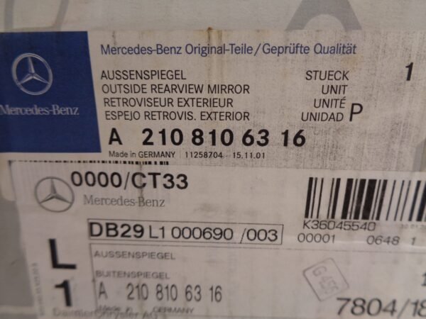 A2108106316 MB E-KLASSE W210 SPIEGELHUIS LINKS NEW OLD STOCK - Afbeelding 2