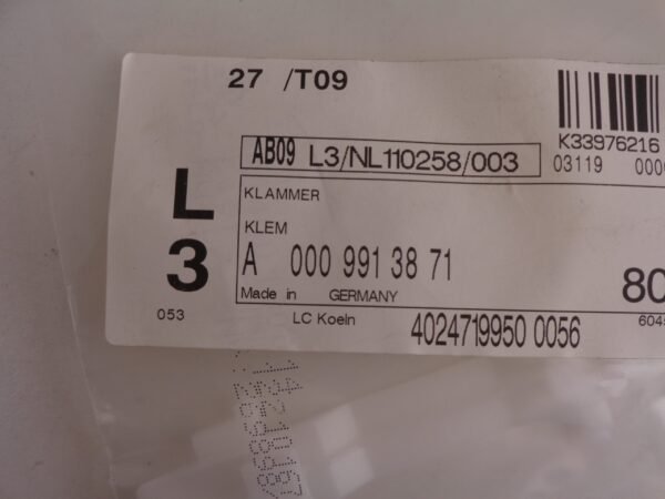 A0009913871 KLEM NEW OLD STOCK ORIGINEEL MERCEDES-BENZ - Afbeelding 2