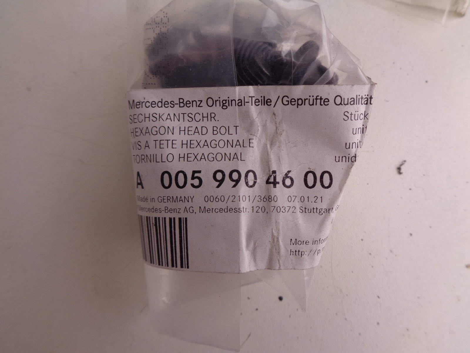 A0059904600 BOUT M5X20 NEW OLD STOCK ORIGINEEL MERCEDES-BENZ - Afbeelding 2