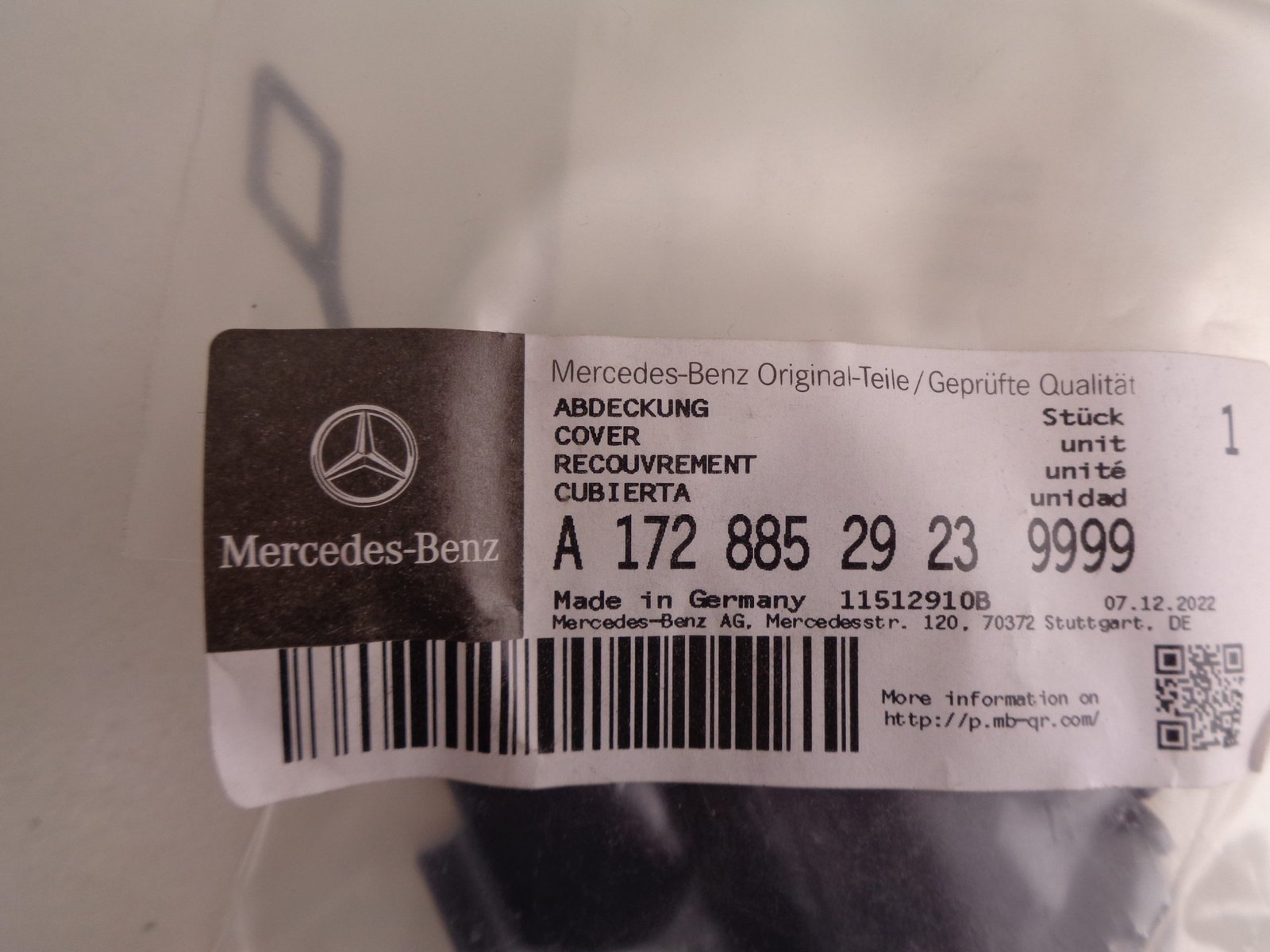 A1728852923 SLK R172 AFDEKKAP SLEEPOOG ACHTER NEW OLD STOCK ORIGINEEL MERCEDES-BENZ - Afbeelding 2