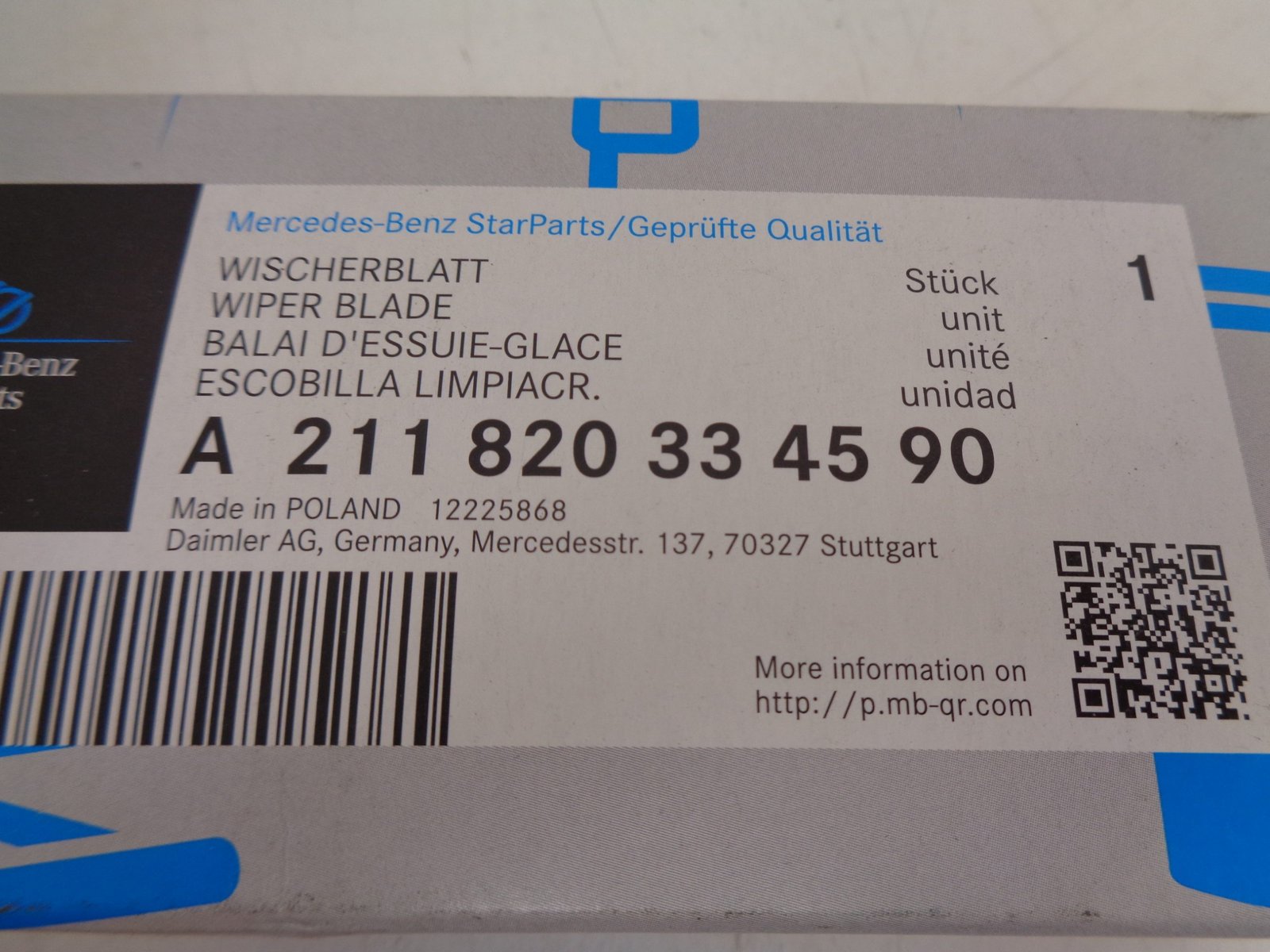 A2118203345 95 E S211 RUITENWISSERBLAD ACHTER NEW OLD STOCK ORIGINEEL MERCEDES-BENZ STARPARTS - Afbeelding 2