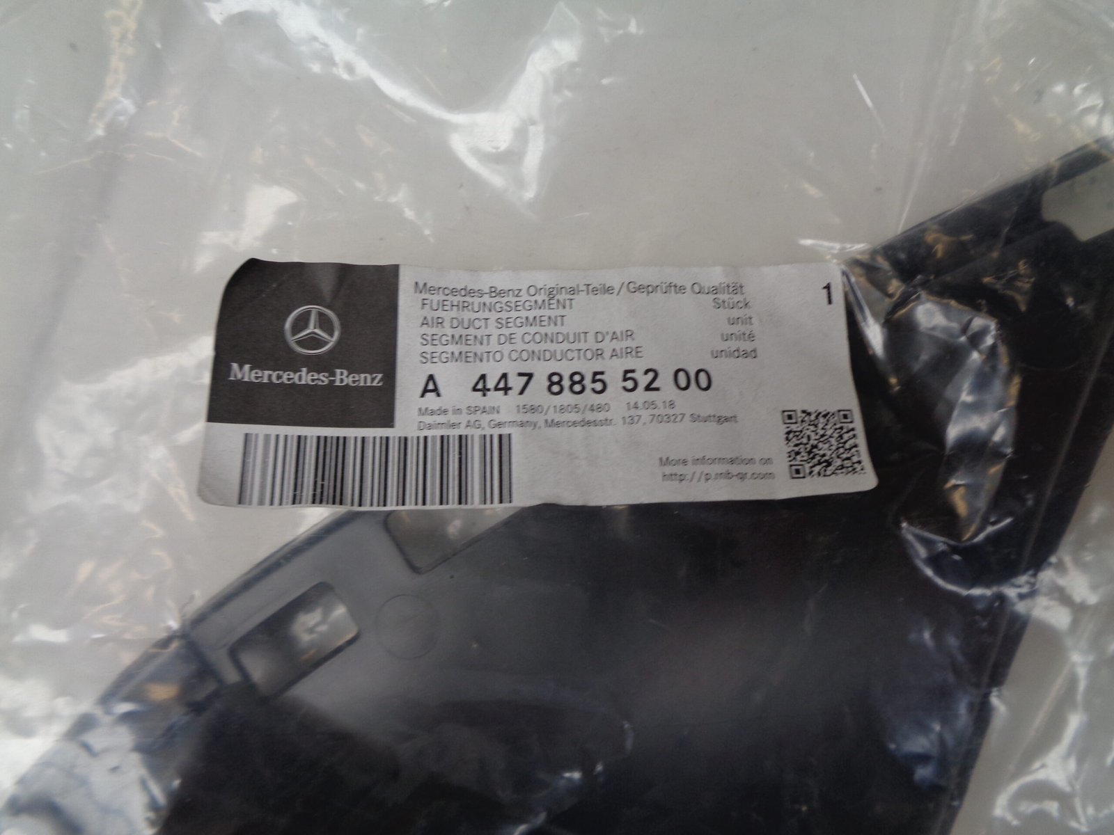 A4478855200 LUCHTGELEIDINGSSEGMENT OLD STOCK ORIGINEEL MERCEDES-BENZ - Afbeelding 2